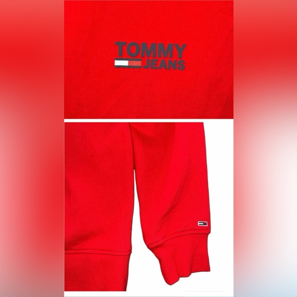 TOMMY HILFIGER JEANS SWEATSHIRT CREWNECK LOGO MEN LONG SLEEVE RED COLOR SIZE XL - Picture 10 of 10